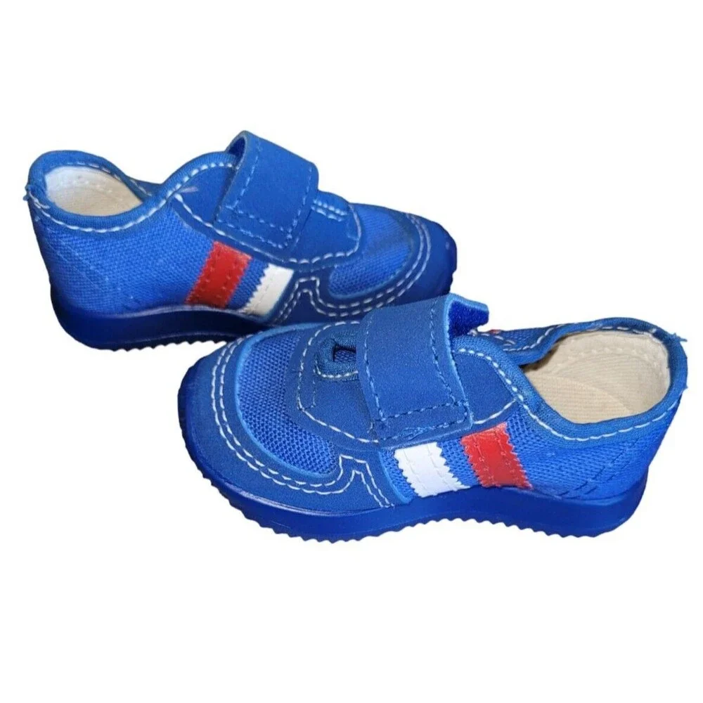 Vintage 70s-80s Child's Tennis Shoes Size 2 Hook Loop Closure‎ Sneakers Doll